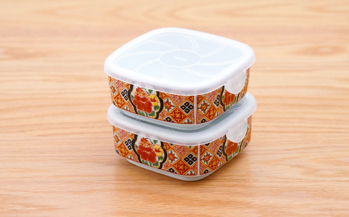 【波佐見焼】角パック 格子牡丹 2個セット【団陶器】 [PB225]