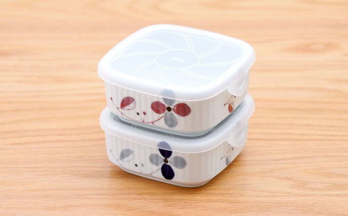 【波佐見焼】角パック フローレット ペア 2色セット【団陶器】 [PB226]