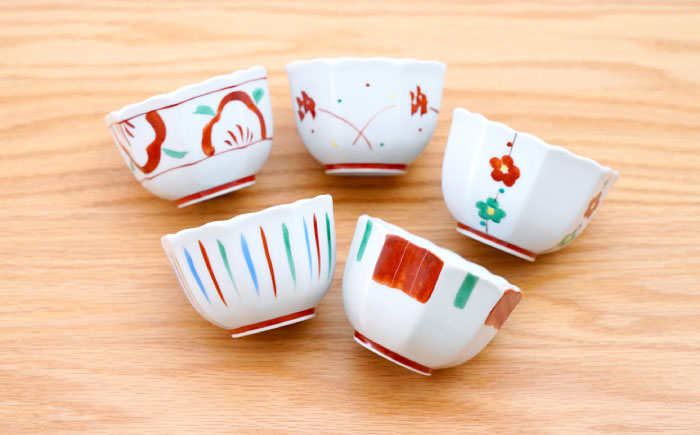 【波佐見焼】八角小付 錦絵変り 5柄セット【団陶器】 [PB228]