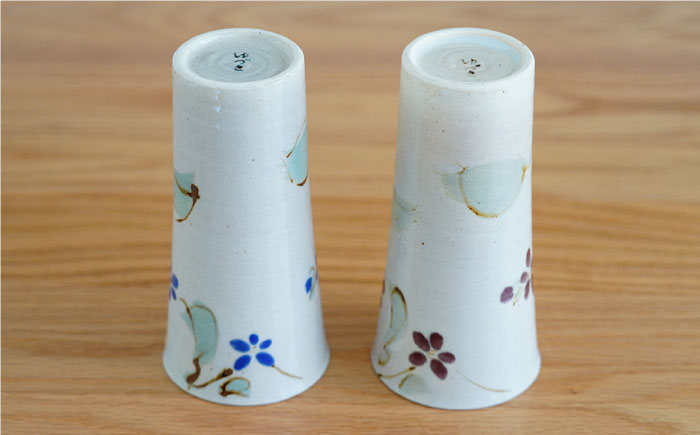 【波佐見焼】京小花 ビアカップ ペア【団陶器】 [PB62]