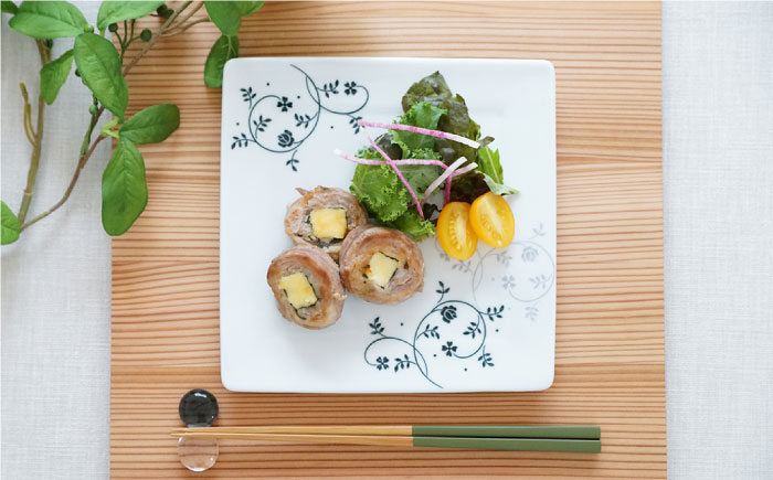 【波佐見焼】絵変り 正角皿 プレート 5枚セット【団陶器】 [PB63]