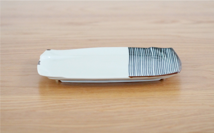 【波佐見焼】ハーフライン ペア 長角皿 プレート【団陶器】 [PB82]