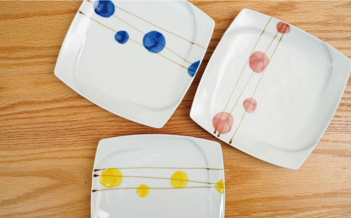 【波佐見焼】シャボンライン トリオ 角皿 小皿【団陶器】 [PB85]