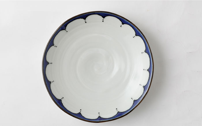 【波佐見焼】 染シリーズ プレート M/L ペア4枚 市松 濃点【山下陶苑】 [PC07]