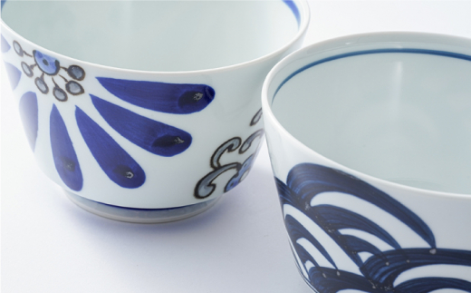 【波佐見焼】ルリ大花 イージー丼 どんぶり 5個セット【陶もと】 [PE01]