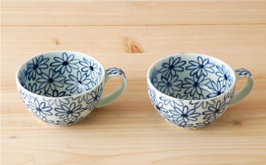 【波佐見焼】内外菊 スープマグ 2個セット【陶もと】 [PE07]
