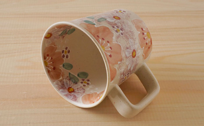 【波佐見焼】花やか マグカップ（緑・赤）ペアセット 食器【陶もと】 [PE39]