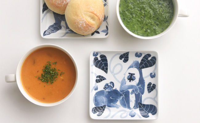 【波佐見焼】染付古波佐見 正角皿S 5柄セット【natural69】 [QA110]