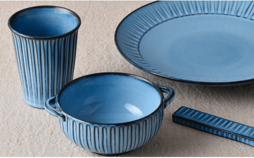 【波佐見焼】蒼鎬シリーズ パーティーセット（６人用） スープカップ ボウル プレート  食器 皿 【利左エ門窯】 [QB13]