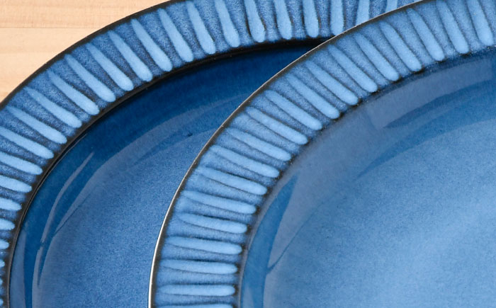 【波佐見焼】蒼鎬 リム プレート 24cm 2枚セット 食器 陶器 大皿【利左エ門窯】 [QB45]