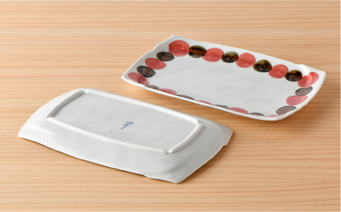【波佐見焼】SABIドット Red 角鉢・長 角皿 セット ボウル プレート  食器 【トーエー】 [QC51]