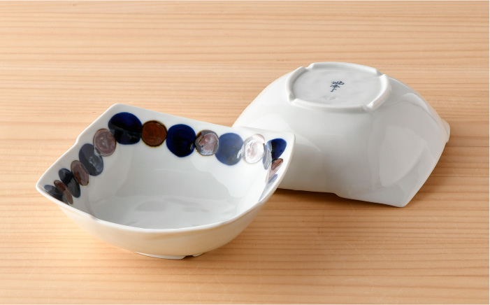 【波佐見焼】SABIドット Blue 角鉢・長 角皿セット ボウル プレート  食器  【トーエー】 [QC52]