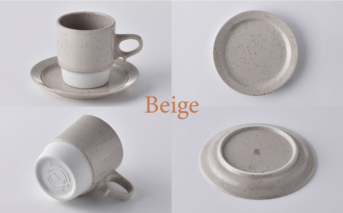 【波佐見焼】チョコチャンク マグ＆プレート 4点セット（グレー・ベージュ）食器 皿【トーエー】 [QC71]