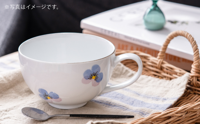 【波佐見焼】パンジー スープマグ・プレートM 各2点 計4点セット【トーエー】 [QC81]