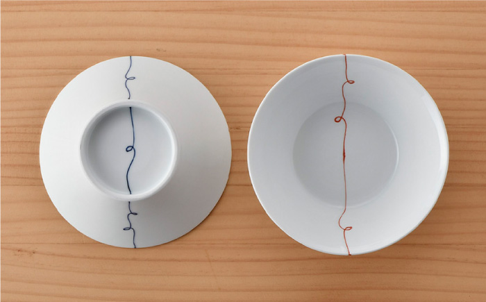 【波佐見焼】糸巻紋 高台 小鉢 ペア 小皿 食器 スープカップ 【舘山堂】 [RC27]