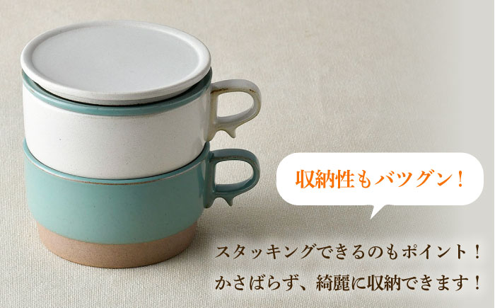 【波佐見焼】スタッキング 蓋つき スープマグ 2点セット ブルー・ホワイト マグカップ スープカップ 小皿 食器 皿 【舘山堂】 [RC45]