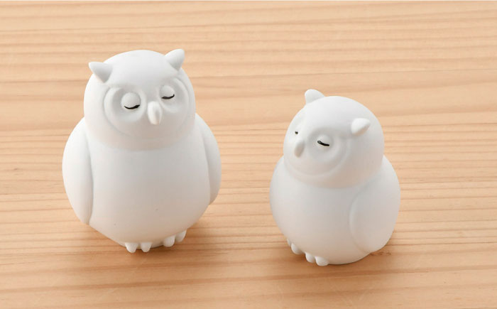 【波佐見焼】 置物 ・ふくろう大小（無釉・つや無し） インテリア 陶器 雑貨 【アトリエやま】 [RE10]