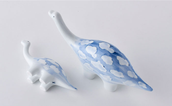 【波佐見焼】首長竜 大小 （白釉・つや有り） インテリア 置物【アトリエやま】 [RE17]