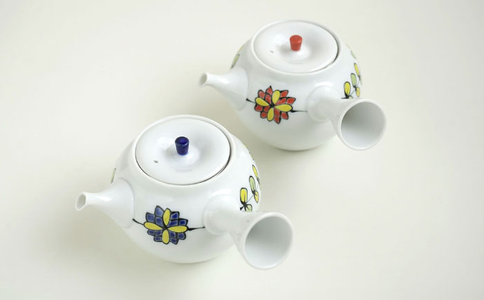 【波佐見焼】ペアティータイムセット 福ダリア・2色 ミニプレート プチカップ 姫急須【光和陶器】 [SC76]