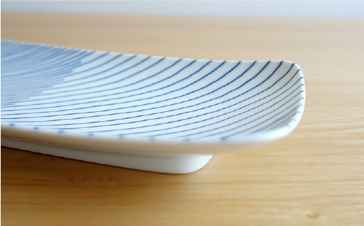 【白山陶器】【重ね縞】長焼皿 5枚セット 角皿 長皿 【波佐見焼】 [TA95]