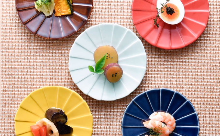 【波佐見焼】フォールド4寸皿 小皿 5カラー 赤・黄・ルリ・ブラウン・青磁 【清山】 [TD05]