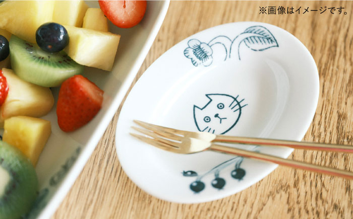 【波佐見焼】Pebble Ceramic Studioコラボ CatオーバルプレートSS 4枚【アイユー】 [UA65]