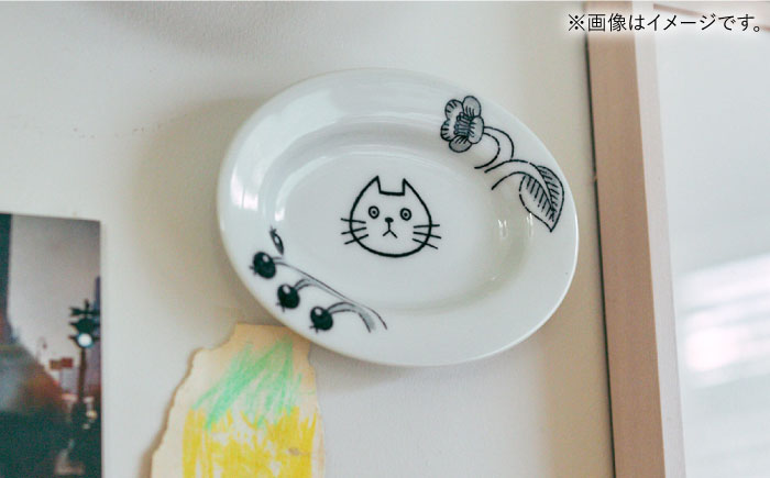 【波佐見焼】Pebble Ceramic Studioコラボ CatオーバルプレートSS 2枚【アイユー】 [UA66]
