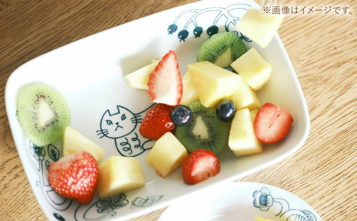 【波佐見焼】Pebble Ceramic Studioコラボ Catレクタングルプレート 2枚【アイユー】 [UA70]