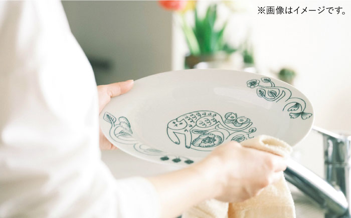 【波佐見焼】Pebble Ceramic Studioコラボ CatオーバルプレートL 2枚【アイユー】 [UA71]