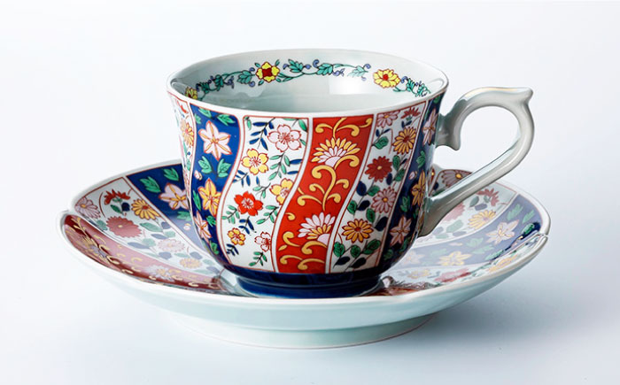 【波佐見焼】京友禅 珈琲碗皿三ツ組揃 食器 カップ 【不二商店】 [UC03]