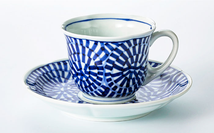 【波佐見焼】古伊万里青磁絵珈琲三ツ組珈琲碗皿揃 食器 カップ 【不二商店】 [UC07]