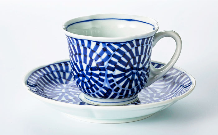 【波佐見焼】タコ唐草絵（手描）珈琲碗皿5客揃 食器 カップ 【不二商店】 [UC09]