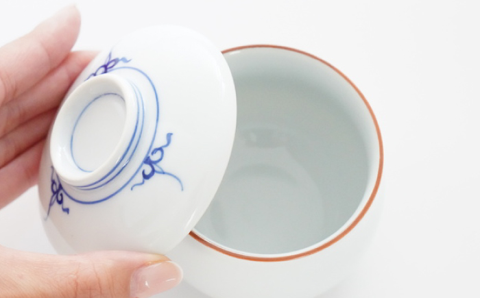 【波佐見焼】渕瓔珞（青）むし碗 2点セット【FOURGRACE】 [UG18]