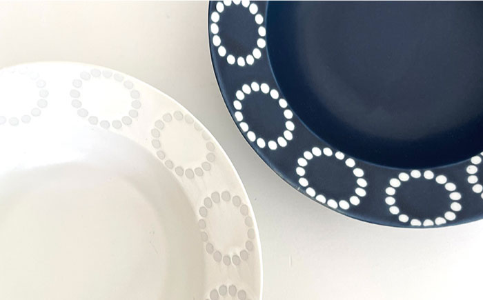 【波佐見焼】サークルリング ブルーベリー・バニラ ボウル 大 2点セット【陶芸ゆたか】 [VA107]