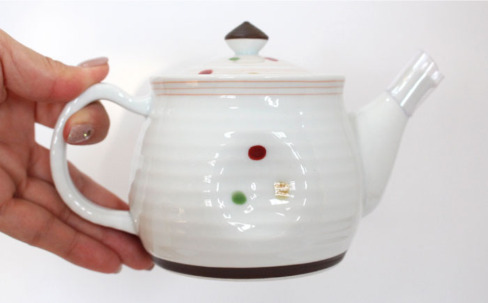 【波佐見焼】色彩水玉（ ティーポット・ マグカップ ）3点セット【陶芸ゆたか】 [VA92]