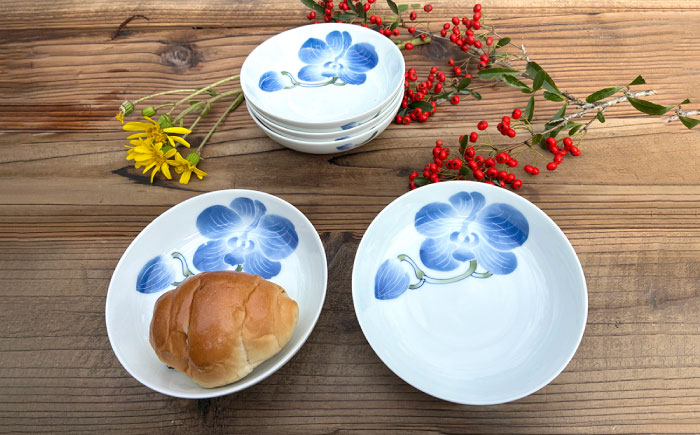 【波佐見焼】蘭華文 4.5寸皿 5点【台丹窯】 [VC14]