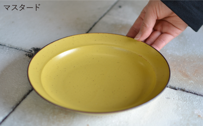 【波佐見焼】アルチザナ リム皿 4色セット（赤レンガ・グレー・ネイビー・マスタード） 大皿 プレート 【ZOE・一誠陶器】 [VE07]