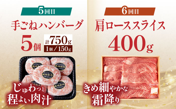 【全6回定期便】60年以上愛される老舗「野中精肉店」よりお届け！目利きの店主厳選 長崎和牛ご褒美定期便【野中精肉店】 [VF98]