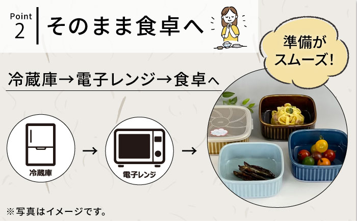 【波佐見焼】便利な蓋つき容器 大（アメ・キャメル・薄瑠璃・ブルーグレー）4個セット 保存容器 【和山】 [WB125]