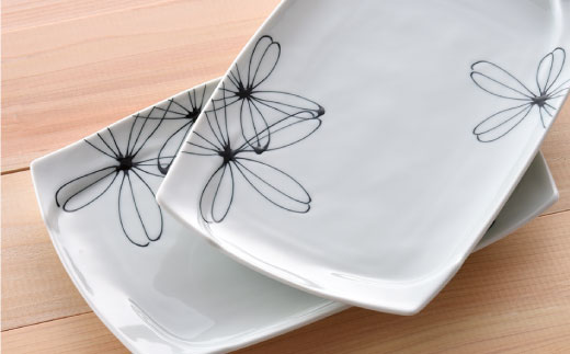 【波佐見焼】パキラシリーズ 長 角皿 2枚セット プレート 食器 皿 【まるしん】 [WD17]