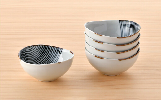 【波佐見焼】ハーフラインシリーズ ボール（小） 5点セット 小皿 取り皿 食器【まるしん】 [WD25]