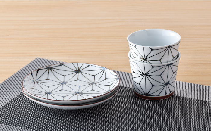 【波佐見焼】Sweet麻シリーズ マルチカップ ・ソーサー（黒） 4点セット スープカップ スープマグ 食器【まるしん】 [WD35]