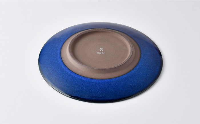 【波佐見焼】青釉流し プレート L（25.5cm） 1点【光春窯】 [XD111]