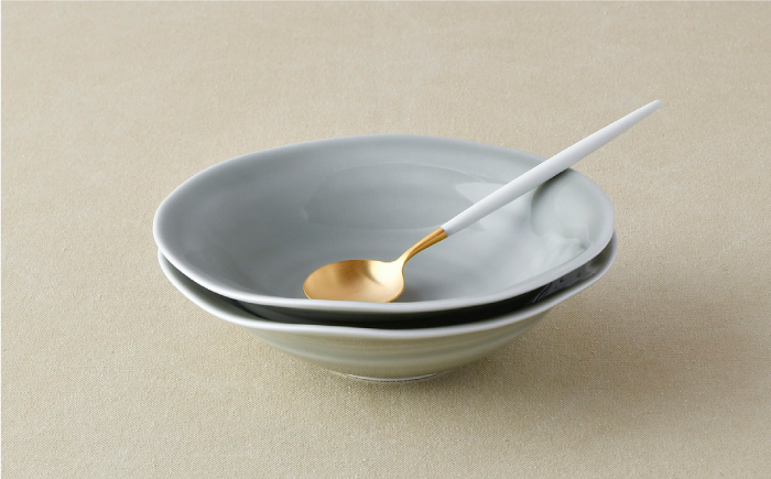 【波佐見焼】多用鉢 2枚セット （グレー） カレー皿 パスタ皿 食器 【光春窯】 [XD13]