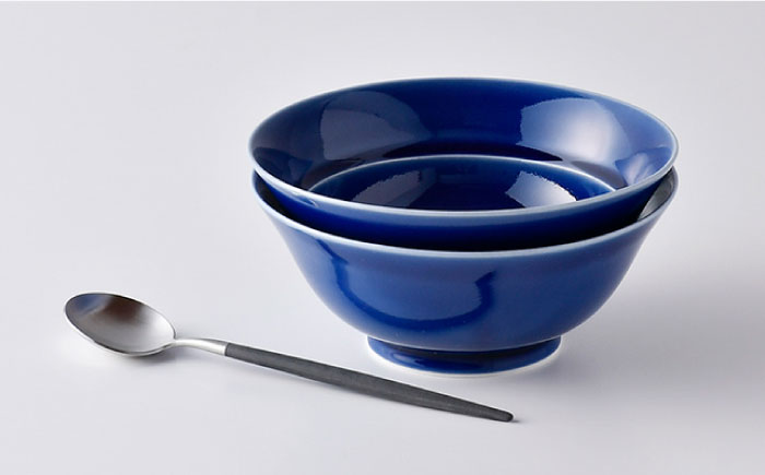 【波佐見焼】粋碗 どんぶり 茶碗 ブルー ペアセット【光春窯】 [XD65]