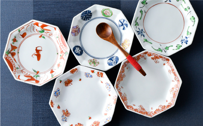 【波佐見焼】八角 取り皿 5枚セット 小皿 食器 ケーキ皿【一夢窯】 [XE02]