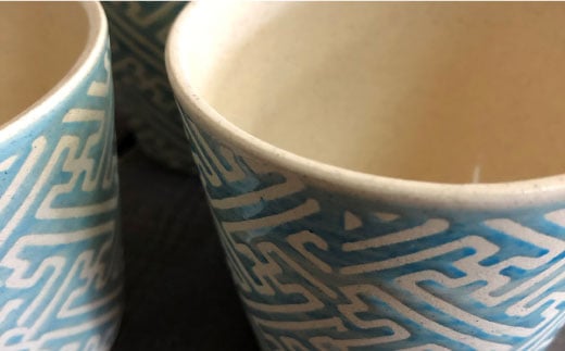 【波佐見焼】紗綾形地紋（トルコ）カップ 5客セット そばちょこ 湯呑み 小鉢 スープカップ【馬徳陶苑】 [YD07]