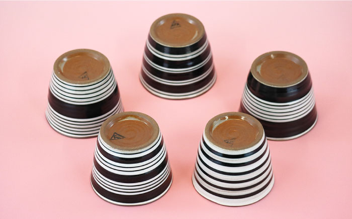 【波佐見焼】蕎麦猪口（マルチカップ）ボーダー そばちょこ 小鉢 陶器 【鐵山陶器】 [ZD10]