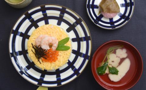 【波佐見焼】natural69　焦がし呉須6寸皿　4枚セット(丸紋／格子／木の葉／山路) [QA74]