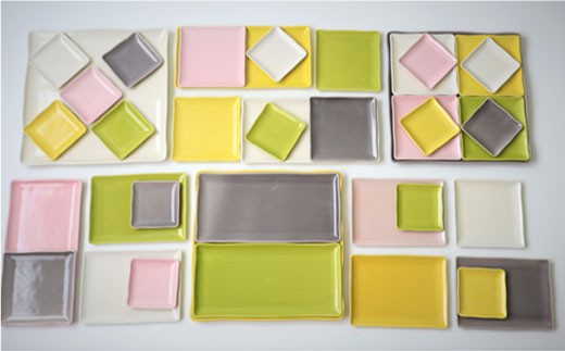 【波佐見焼】カラーパレット薄銘々皿 角皿 プレミアムパーティーセット 計38点【一龍陶苑】 [CC20]